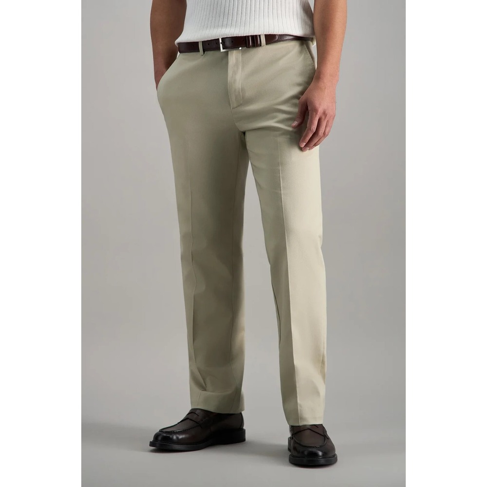 Haggar Mens Classic Fit Premium No‎ Iron Khaki Pants 38W 30L Sand F01114
